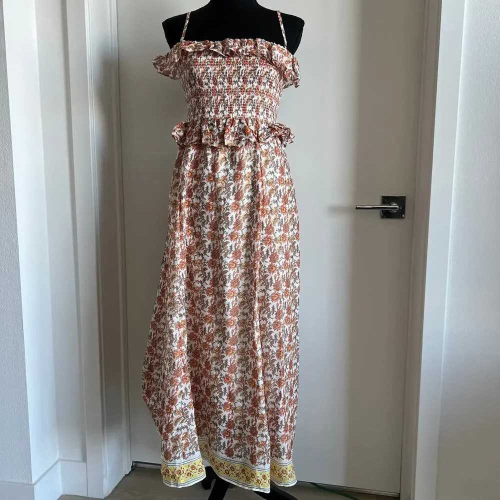 J Crew Ravenna Dress In Sunset Rose Block Print Ramie XS Floral